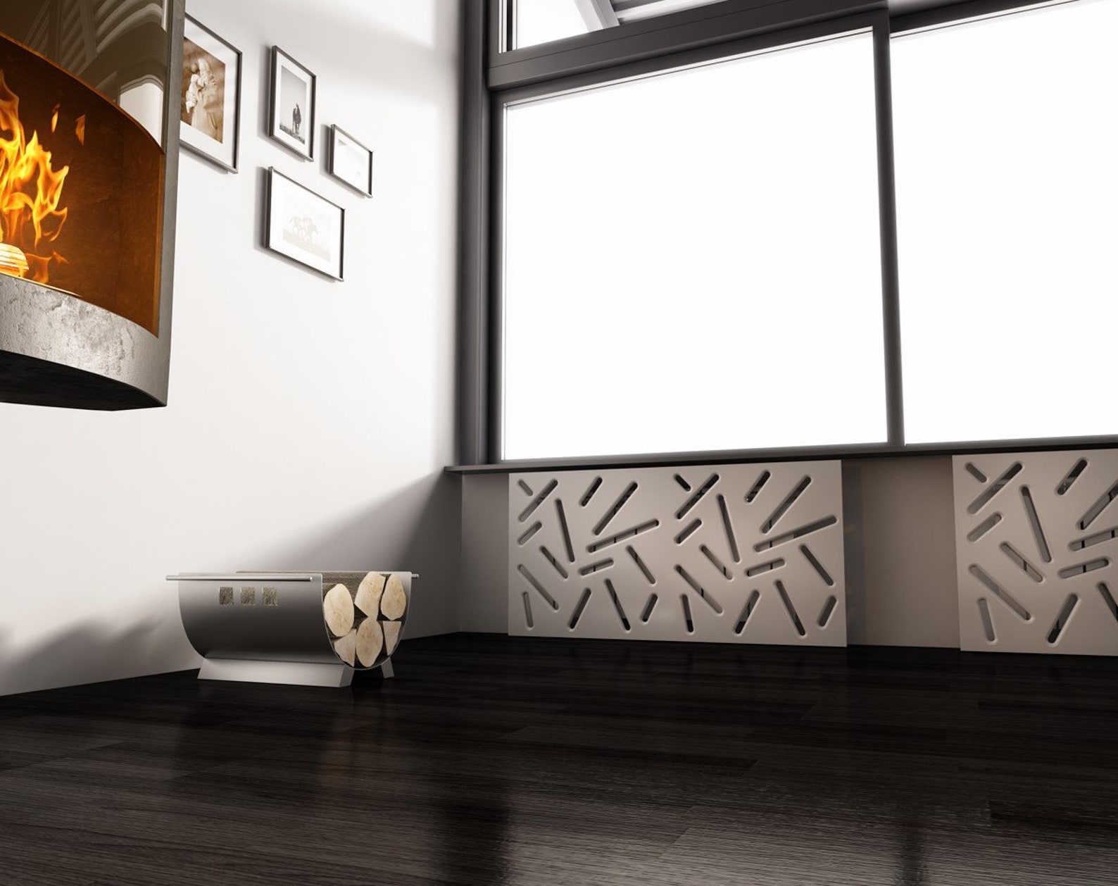 Modern Radiator Heater Cover STICKS Design White 70 80 90 100 110 120 ...