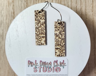 SVG Laser Cut File / Laser designs / Bar earring svg / Daisy earring laser file / Daisy earring svg / Flower earring svg / Floral earring