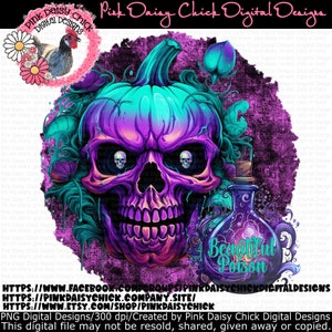Skull digital PNG, sublimation png, Spooky png, Beautiful poison skull png, Halloween png, Creepy png, Spooky shirt png, Purple skull png
