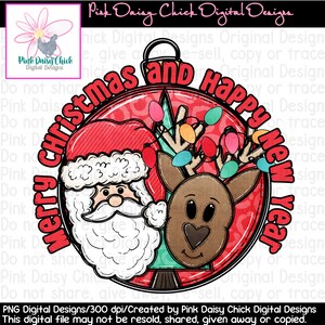 Digital PNG Design / Merry Christmas and Happy New Year / Santa / Reindeer / Christmas lights / Christmas / digital DOWNLOAD ONLY