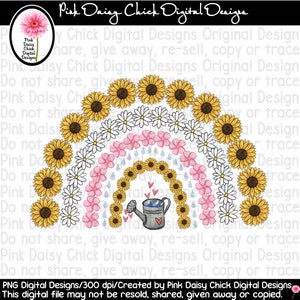 Digital PNG / Flower rainbow / Flowers / Rainbow / Watering can / Sunflowers / Daisies / png digital DOWNLOAD ONLY
