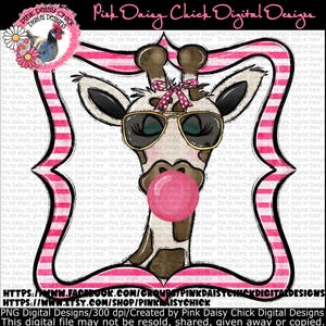 Digital PNG Download, Giraffe shirt png, Giraffe blowing a bubble, Giraffe png, I love giraffes, Giraffe, png digital DOWNLOAD ONLY