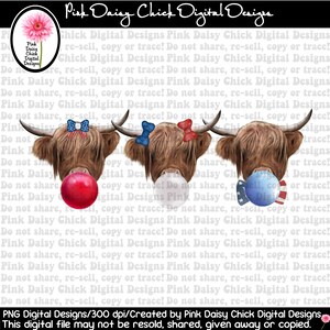 Digital PNG/Patriotic highland cows/Cow/I love America/July 4th/Independence Day/Patriotic/usa/4th of July/png digital DOWNLOAD ONLY
