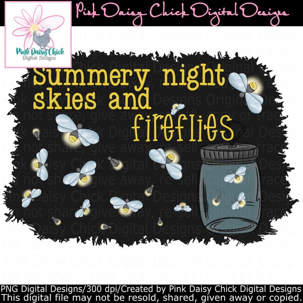 Digital PNG / Summery night skies and fireflies / Summer / Fireflies / Memories / Lightning bugs / Bugs / png DIGITAL DOWNLOAD only