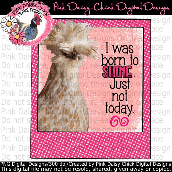 Digital PNG / I was born to shine. Just not today. / Chickens / Hens / Polish chicken / png DIGITAL DOWNLOAD only