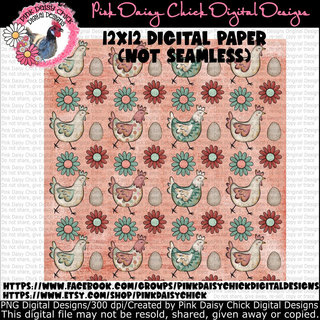 Digital PNG, Digital Paper, Digital Pattern, Chicken Seamless Paper ...