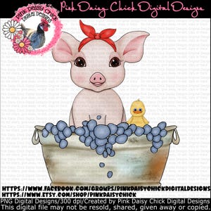 Digital PNG, Pig in a tub, Pig taking a bath, Bath time png, Tub time png, Kids shirt designs, Baby shirt designs, png digital DOWNLOAD ONLY