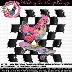 Digital PNG, Chicken on a skateboard, Chickens, Chicken Mom, Chicken shirt design, Crazy chicken lady, Fancy chicken, DIGITAL DOWNLOAD only