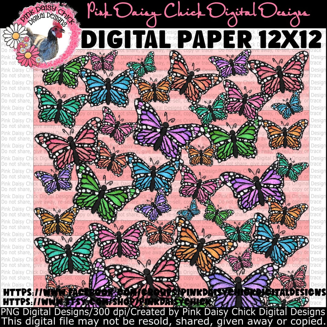 Digital PNG, Digital Paper, Digital Pattern, Butterfly Digital Paper ...