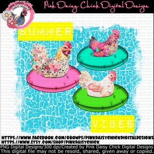 Digital PNG, Summer png, Summer memories, Summer shirt design, Summer designs, Summer chickens, swimming chickens, digital DOWNLOAD ONLY