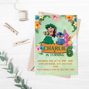 Lilo and Stitch birthday invitation editable, Lilo and Stitch birthday invitation, Editable, Party invitation