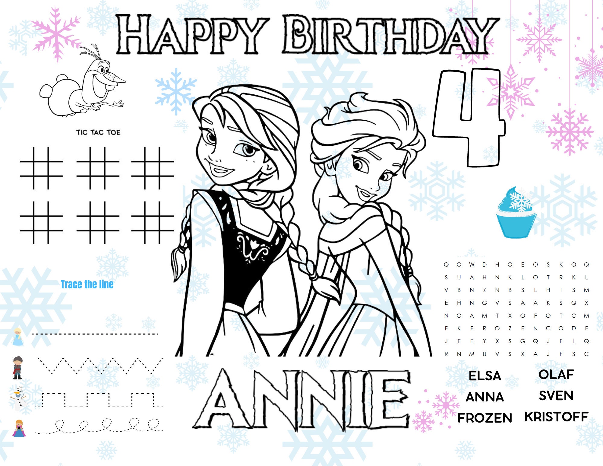 Frozen Coloring Placemat for Kids Birthday - Etsy