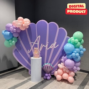 Mermaid Seashell Backdrop Birthday Party | Digital Download | Ready for Local Printing!