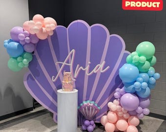 Fondo de sirena con conchas marinas para fiesta de cumpleaños / Descarga digital / ¡Listo para impresión local!