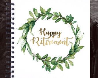 Happy Retirement A3/A4/A5 Scrapbook Photo Album Memory Keepsake, Leaving, Black, Kraft, White