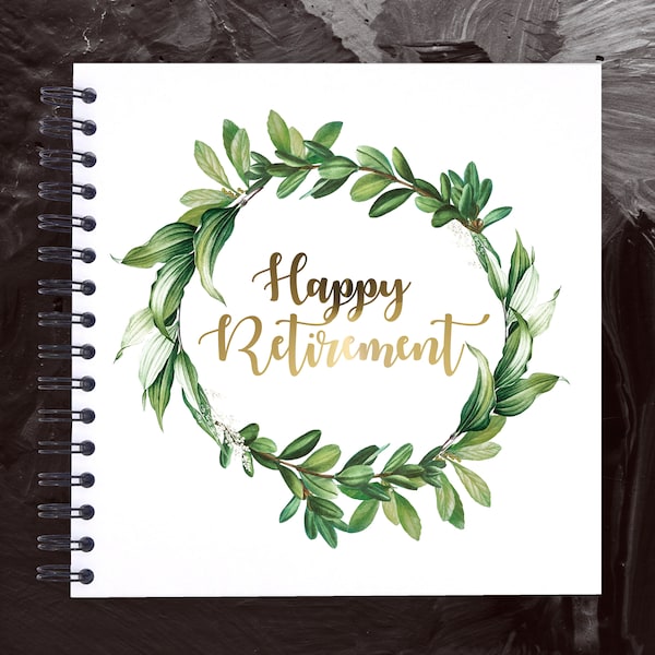 Happy Retirement A3/A4/A5 Scrapbook Photo Album Memory Keepsake, Leaving, Black, Kraft, White