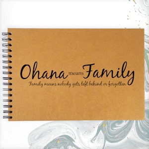 Ohana Means Family A3/A4/A5 Scrapbook Photo Album Memory Keepsake, Black, Kraft, White, Disney Quote