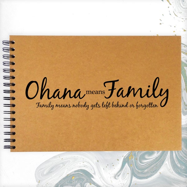 Ohana Means Family A3/A4/A5 Scrapbook Photo Album Memory Keepsake, Black, Kraft, White, Disney Quote