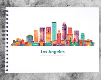 Los Angeles LA California A3/A4/A5 Scrapbook Photo Album Memory Keepsake, Black, Kraft, White