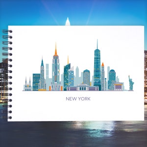 New York A3/A4/A5 Scrapbook Photo Album Memory Keepsake, Black, Kraft, White