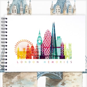 London Memories A3/A4/A5 Scrapbook Photo Album Memory Keepsake, Negro, Kraft, Blanco