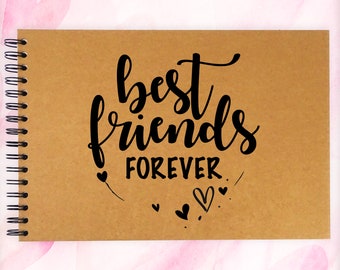 Best Friends Forever A3/A4/A5 Scrapbook Photo Album Memory Keepsake, Black, Kraft, White