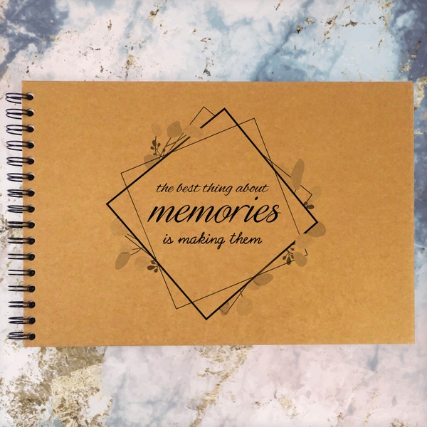 Style Best Memories A3/A4/A5 Scrapbook Photo Album Memory Keepsake, Black, Kraft, White