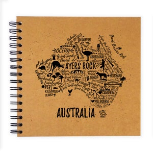 WORD ART Australie carte A3/A4/A5/carré Scrapbooking album photo souvenir souvenir, noir, kraft, blanc