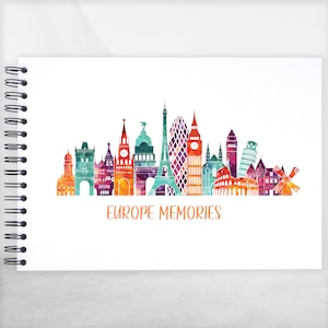 Europe Memories A3/A4/A5 Scrapbook Photo Album Memory Keepsake, Nero, Kraft, Bianco