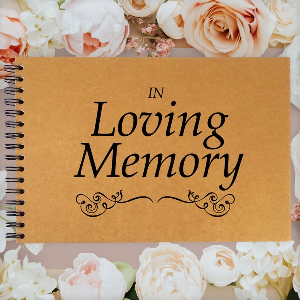 In Loving Memory Condolence A3/A4/A5 Scrapbook Photo Album Memory Keepsake, Black, Kraft, White