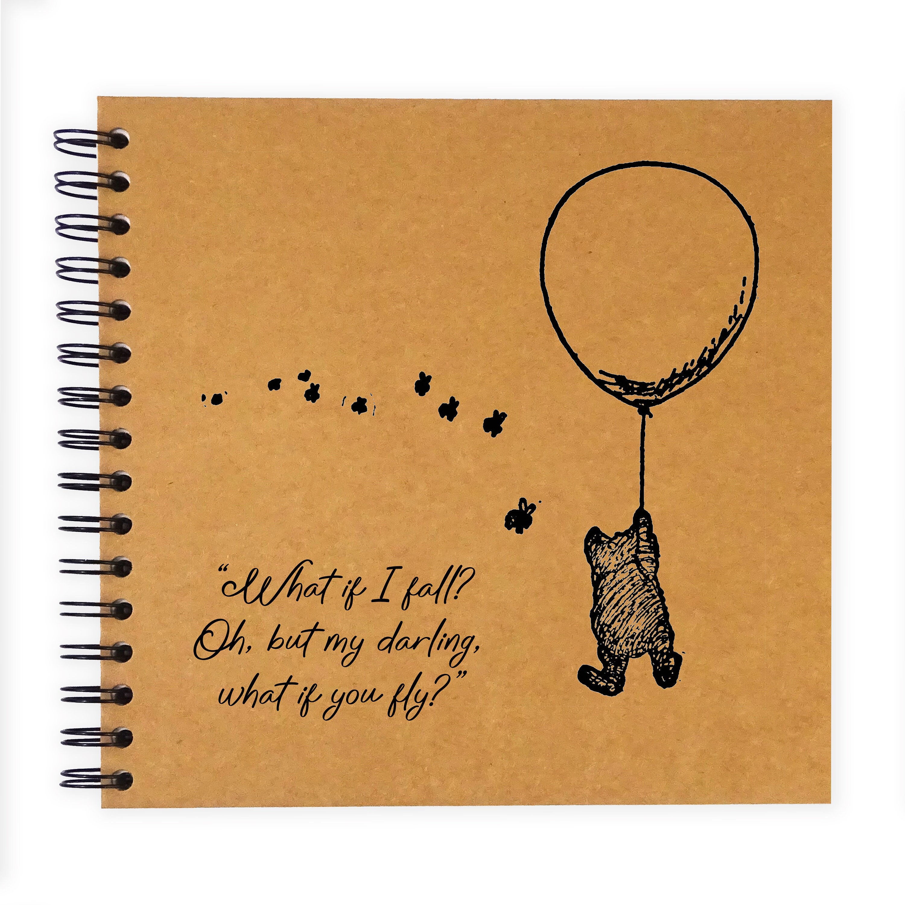 Winnie Pooh Balloon Quote A3/A4/A5/Square Scrapbook Photo Album Memory Keepsake, Black, Kraft, White