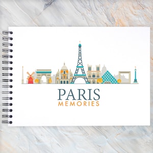 White Paris Memories Scrapbook Album fotografico con montaggio a secco A3/A4/A5 Memory Keepsake, Nero, Kraft, Bianco