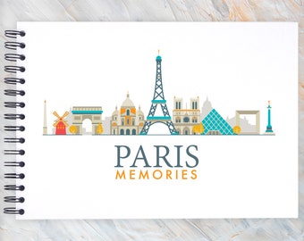 White Paris Memories Scrapbook Dry Mount Photo Album A3/A4/A5 Memory Keepsake, Black, Kraft, White