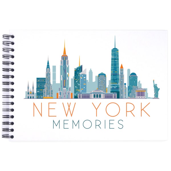 White New York Memories Scrapbook Album photo à montage à sec A3/A4/A5 Memory Keepsake, Noir, Kraft, Blanc