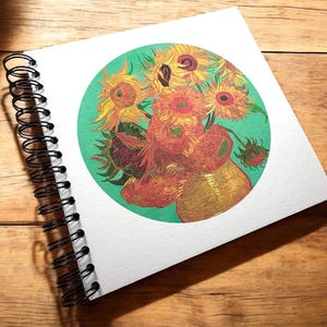 Cuadrado A3/A4/A5, Van Gogh, Girasoles, Cuaderno de bocetos, Álbum de recortes, Páginas gruesas, Páginas de cartucho, Libro de artista