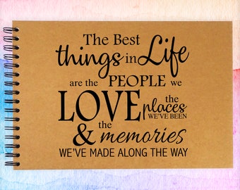 Life Family Love Memories A3/A4/A5 Scrapbook Photo Album Memory Keepsake, Black, Kraft, White