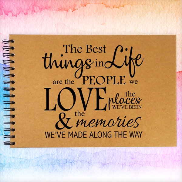 Life Family Love Memories A3/A4/A5 Scrapbook Photo Album Memory Keepsake, Black, Kraft, White