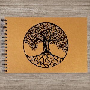 Baum des Lebens A3/A4/A5 Scrapbook Fotoalbum Erinnerungs-Andenken, Schwarz, Kraft, Weiß
