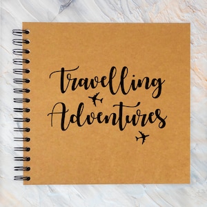 Travelling Adventures A3/A4/A5/Square Scrapbook Photo Album Memory Keepsake, Nero, Kraft, Bianco