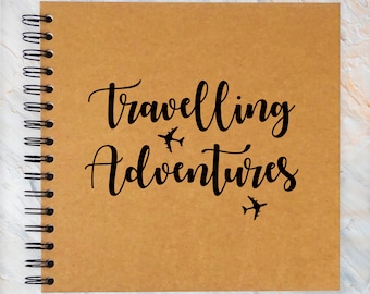 Travelling Adventures A3/A4/A5/Square Scrapbook Photo Album Memory Keepsake, Black, Kraft, White