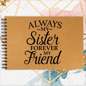 Sister Friends Forever A3/A4/A5 Scrapbook Photo Album Memory Keepsake, Noir, Kraft, Blanc