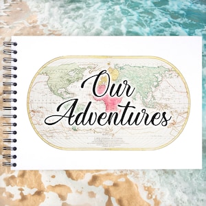 Unsere Abenteuer A3/A4/A5 Scrapbook Fotoalbum Memory Keepsake, Schwarz, Kraft, Weiß, Weltkarte