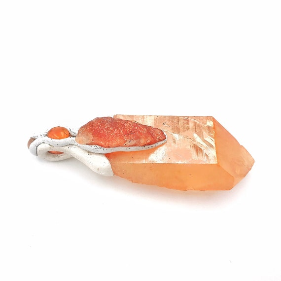 Inner Fire Tangerine Quartz Pink Moonstone Mexican - Pink Fire Quartz Pendant Inner Fire Tangerine Quartz Pink Moonstone Mexican - Pink Fire Quartz Pendant