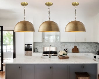 Set of 3 Dome Pendant Light, Hanging Light Fixture, Pendant Ceiling Light, Modern Lighting , Kitchen Island Light