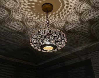Pendant light, Moroccan Brass Pendant Light, Moroccan Light Fixtures, Pendant Lighting, Simple Moroccan pendant lamp
