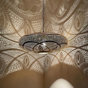 Pendant light, Moroccan Brass Pendant Light, Moroccan Light Fixtures, Pendant Lighting, Simple Moroccan pendant lamp