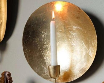 Moroccan Round brass Gold Leaf Candlestick Holder Wall Sconce Brass wall lamp made in Morocco