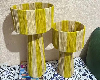 lamps raffia Natural and yellow raffia lamp