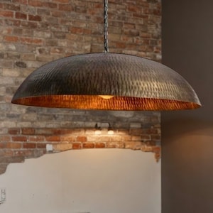 Moroccan Hammered Brass Lampshade: Lotus Leaf Pendant Light Hammered Brass Dome Pendant Light