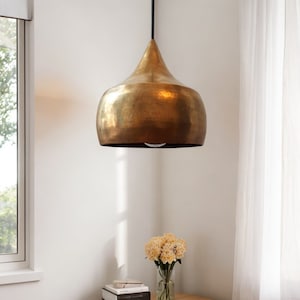 Lámpara colgante, luces colgantes de cobre hechas a mano para isla de cocina, luz de techo con cúpula de cobre